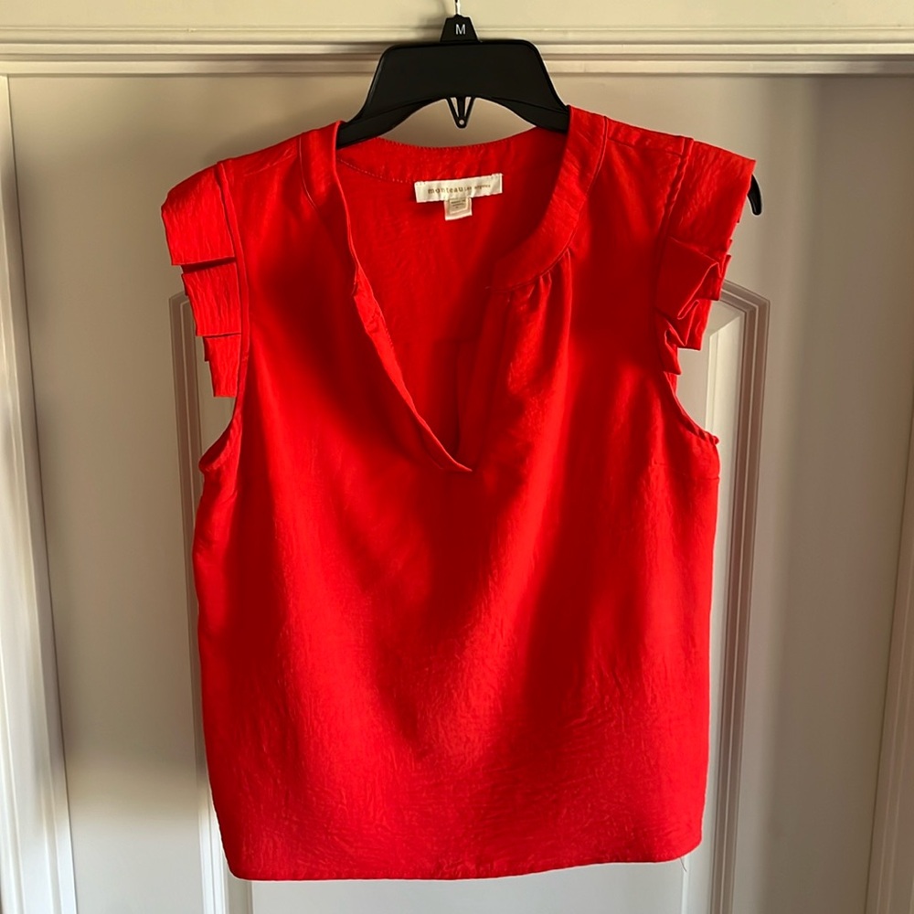 Red/Orange/Corral colored blouse; GREAT condition